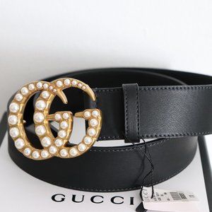 Authentic Gucci Pearl Marmont Brass GG Belt 95/38
